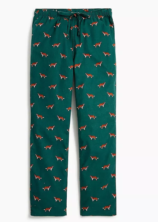 NWT J.CREW Flannel Pajama Pants Cotton Flannel Pockets Lounge Dogs Men s Medium