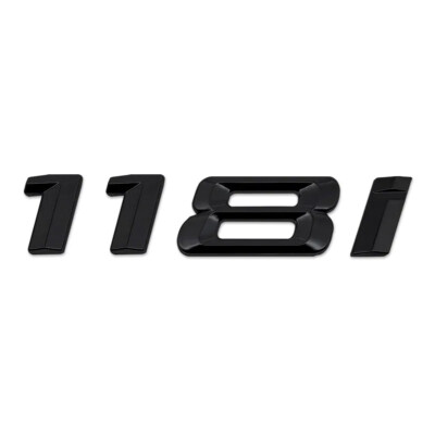 Glanz Schwarz 118i Heck Kofferraum Flach Auto Abzeichen Emblem Buchstabe Nummer für BMW