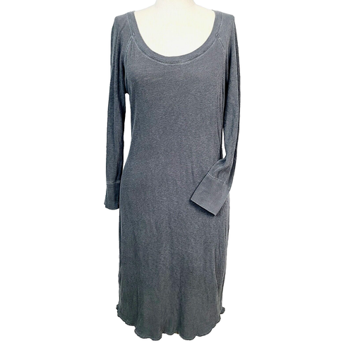 Standard James Perse Dress 1 (S) Gray Cotton Knit Lightweight Long Sleeve