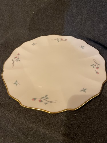 Lenox Rose Manor China 11” Round Cake Plate Platter Gold Trim Scalloped Edge - Picture 2 of 6