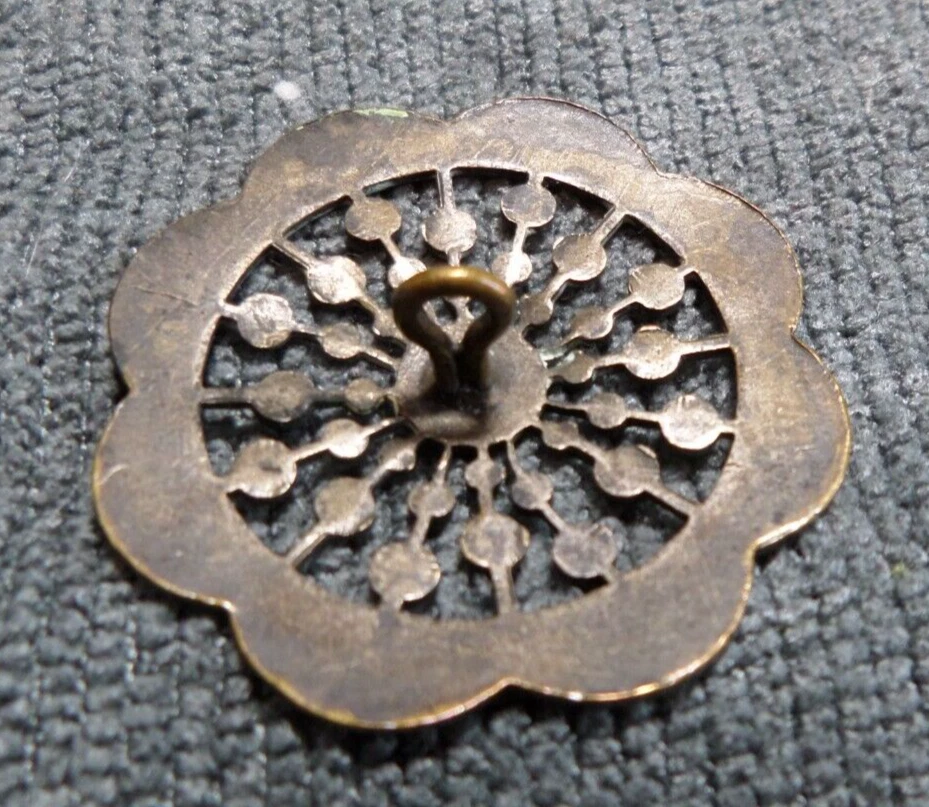 Large Antique Metal Pierced Button FANCY w/ STARS - Image 4 of 4
