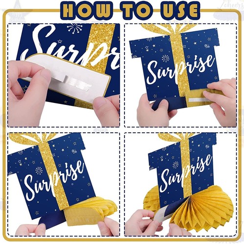 8 Pieces Birthday Centerpiece Table Decoration, Blue and Gold Happy Birthday Hon - 第 7/10 張圖片