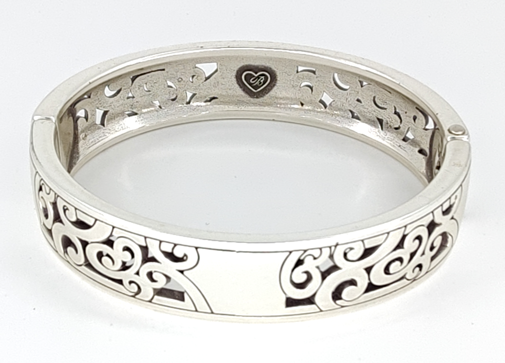 Brighton silver plated "Mingle" hinged Bangle Bracelet- open filigree ...