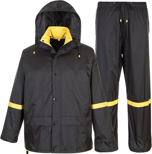 Trajes de lluvia clásicos para hombre equipo de lluvia transpirable para trabajo impermeable, abrigo con capucha - Imagen 10 de 12