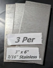 3 Pieces 3" x 6" 304 Stainless Steel Sheet Plate Metal .188(3/16")Thick 7 Gauge