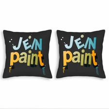 Set of 2 Decorative Throw Pillow Covers 18x18in -Colorful Graffiti Style " Jen "