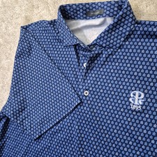 Turtleson Golf Polo Shirt Mens M Geometric Logo Blue Performance Preppy Academia