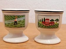 vintage LOT 2 Coquetiers LAPLAU Villeroy et Boch LUXEMBOURG plat à oeuf ART NAIF
