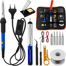 Saldatore a Stagno Professionale Kit Set 60W Temp Reg 200-450℃ 5 Punte Saldatura