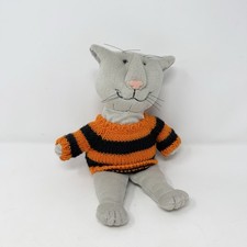 Edward Gorey Plush Cat Black Orange Striped Sweater Gund 2003 VTG Halloween