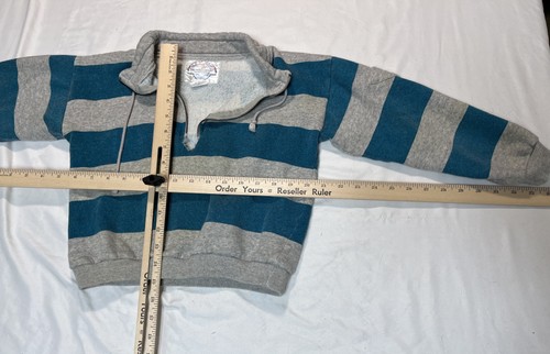 Maglione pullover vintage panca sinistra uomo grigio medio blu righe quarto zip anni 90 - Foto 4 di 6