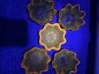 Set of 5 vintage Blenko glass lotus bowls, glow due to the presence of cadmium
