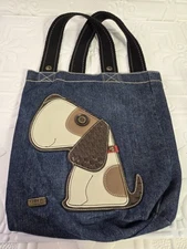 CHALA Toffy Dog Carry-All Blue Denim Tote Handbag/Purse Dog Lovers 