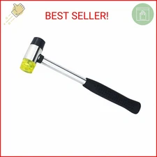 Ogrmar 25MM Dual Head Plastic and Rubber Hammer Metal Mallet for Jewelers (Black