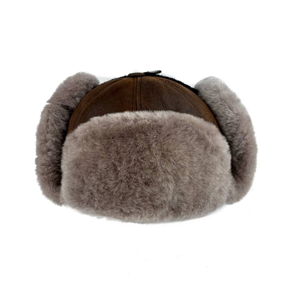 Sombrero Ushanka de piel de oveja real - Caza aviador cazador ruso C Foto 4 de 4