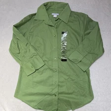 Lady Hathaway Womens Large Solid Collar Button Up 3/4 Sleeve Cotton Size S