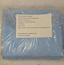 AAMI Level 1 Blue Hospital Isolation Gowns Size S/M 100 Polyester Sealed 5 Pack