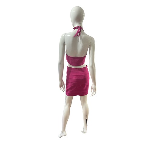 Forever 21 x Herve Leger 2-teiliges Outfit Set Größe L Neckholder Mini Bandage Y2K Pink Club - Bild 9 von 18