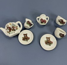 Vintage Teddy Bear Mini Tea Set Japan Porcelain Play Toy Fairy Kitchen