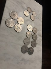 Hong Kong Dollar  Coin Lot (16) coins ones, twos, and fives. 1975-1980 