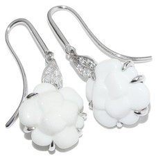 Chanel Camellia Earrings Women Silver One Size