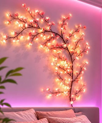 96 LED Kirschblütenlichter, 1,8 Meter Wand Lichterkette, Sakura Vin...
