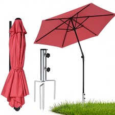 Yescom 7.5Ft Outdoor Sport Tilt Umbrella Kit with Grass Anchor Beach Sand Stand