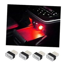 4 PCS USB LED Car Interior Atmosphere Lamp, Plug-in USB Decor Night Light, Red