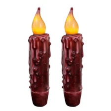 CVHOMEDECO. Real Wax Hand Dipped Battery Operated LED Timer Taper Candles
