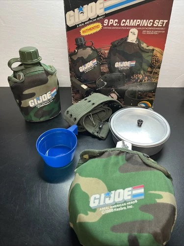 GI Joe 9 pc. Camping Set 1988 Hasbro Ero G.I. Canteen Mess Incomplete Nice W21