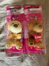 PEZ 2011 Valentine "Love" Plush Teddy Bear Keychain Holding Heart New In Box