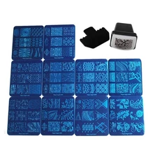 Finger Angel 10Pcs Nail Art Stamping Templates Manicure Tool Kit 10pcs Nail S...