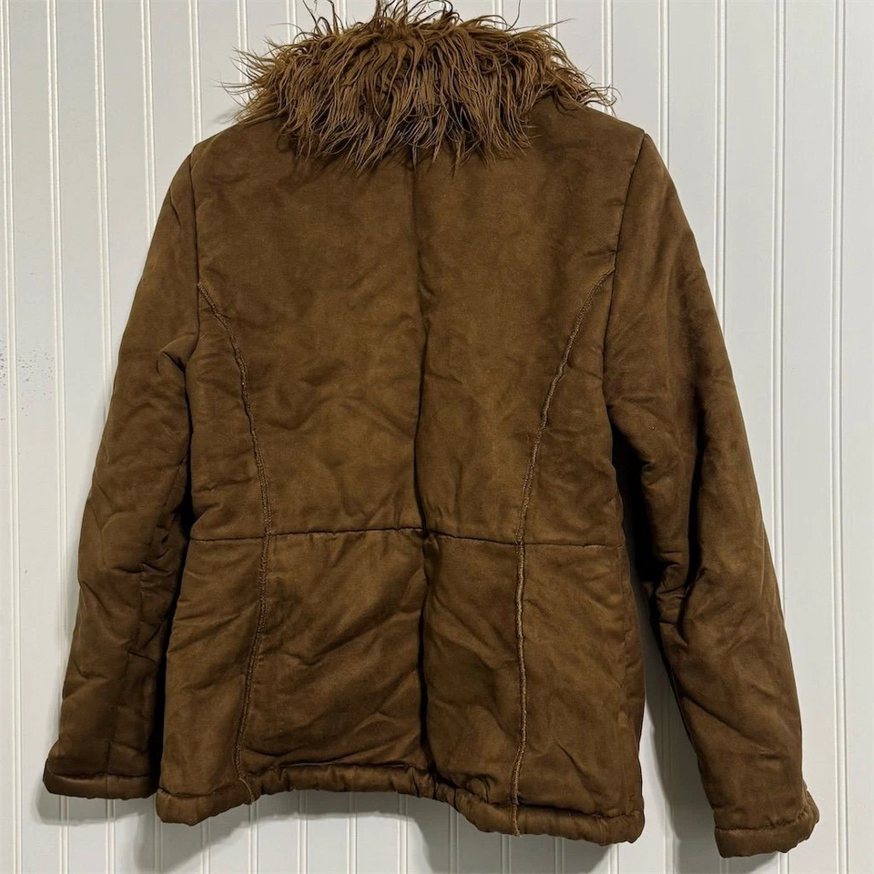 Outbrook Women’s M (8/10) Brown Faux Suede Faux Fur Sherpa Lined Full Zip Jacket - Image 3 of 4