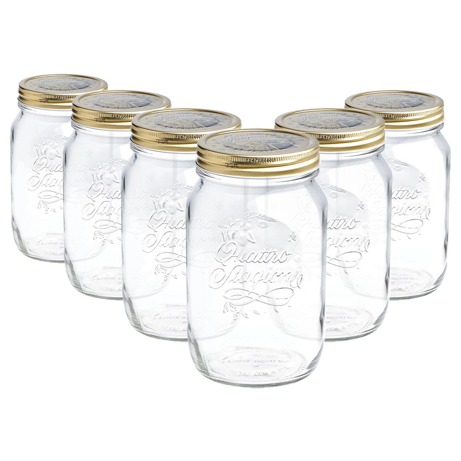 Bormioli Rocco 6x Quattro Stagioni Glass Storage Jars Canister 1.5L Clear