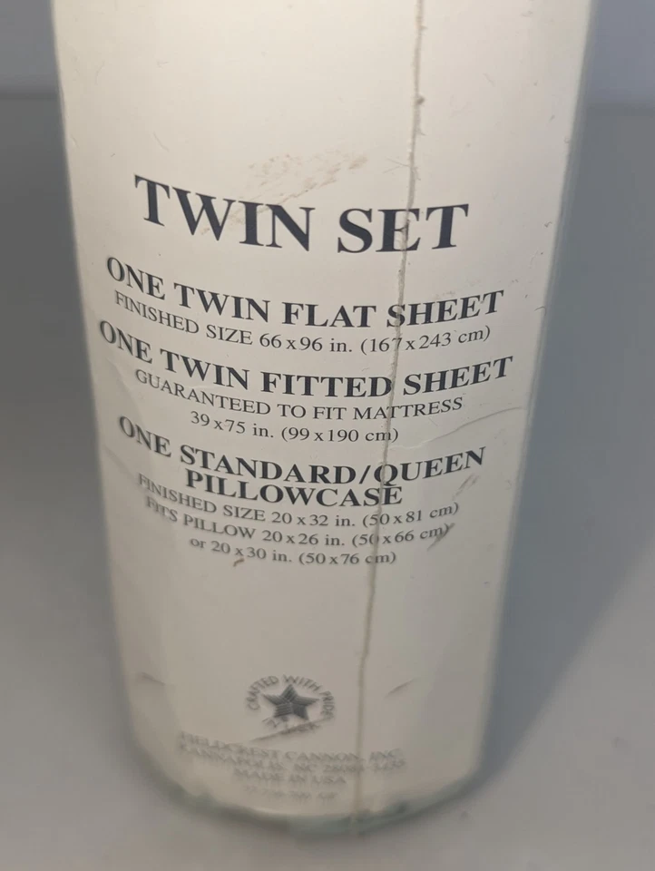 Juego de sábanas dobles vintage Fieldcrest 200 de lujo percal verde menta borde satinado Foto 4 de 4