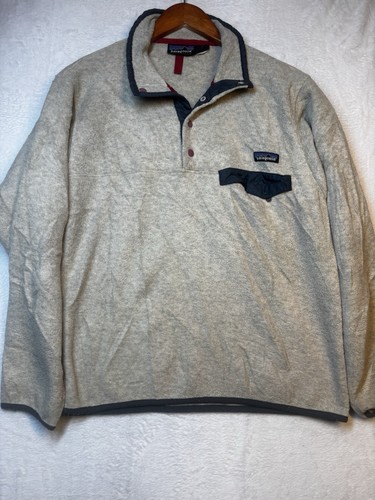 Vintage Patagonia Synchilla Snap-T Fleece Pullover Beige Small Retro Thrashed - Image 1