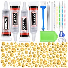 10000 PCS Gold Flatback Pearls and 4 PCS 15ML B7000 Jewelry Glue, B7000 Clear...