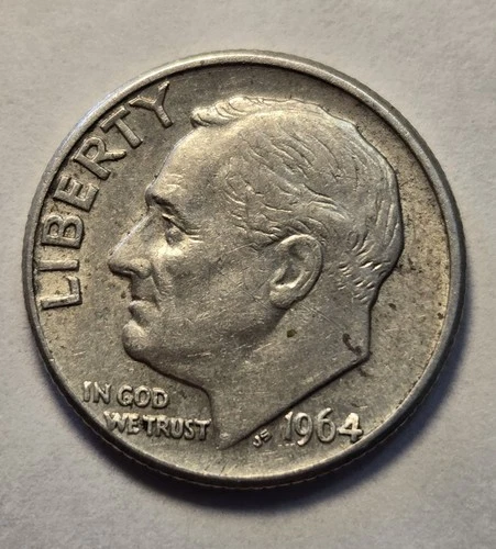 1964 D Roosevelt Dime - 90% Silver Coin, XF - Exact Coin Shown