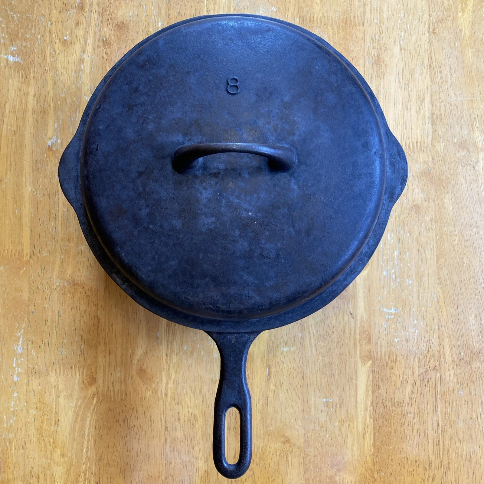 GRISWOLD vintage #8 Cast Iron Deep Skillet with lid 1035