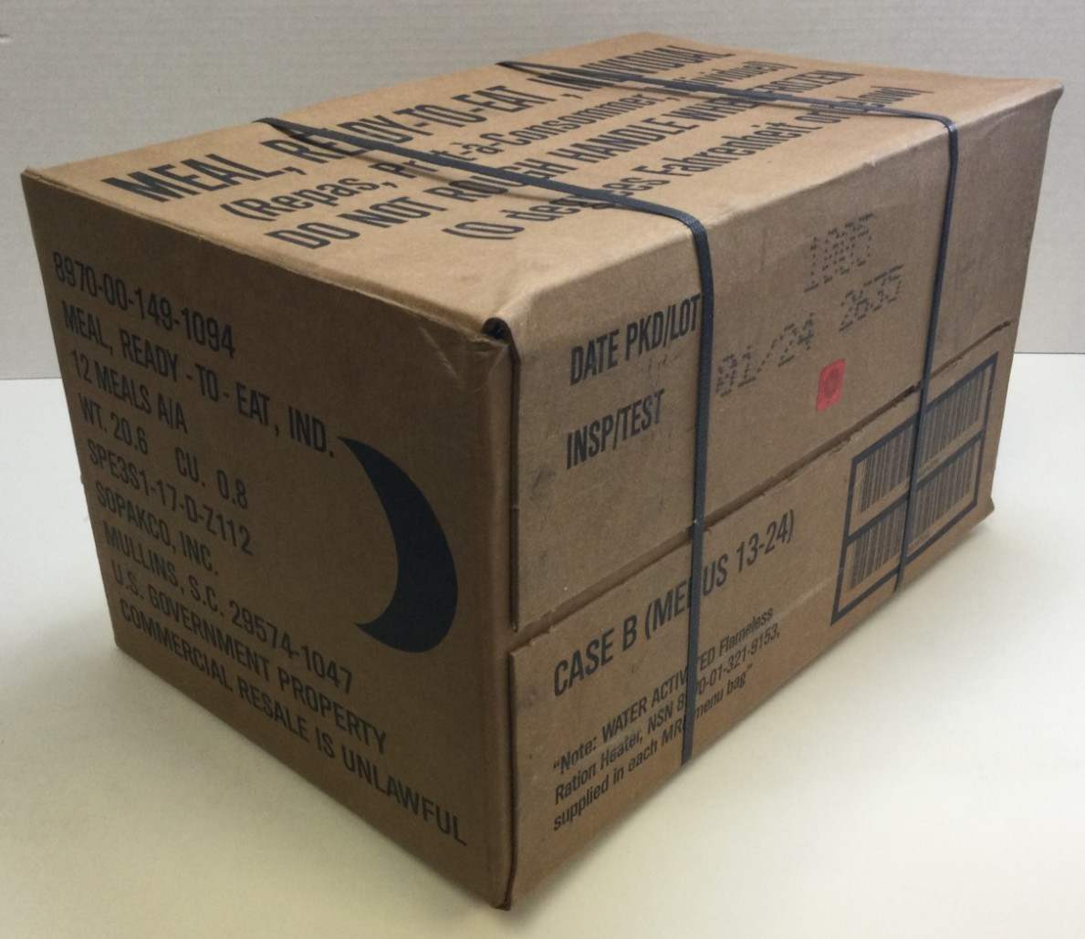 MRE Case B, Menus 13–24, Sealed Military Ready To Eat Meals (INSP 2024)