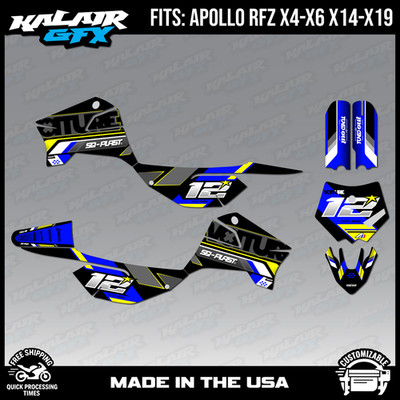 Graphics Kit for Apollo RFZ X4 X5 X6, X14 to X19 Veneer Series - Blue