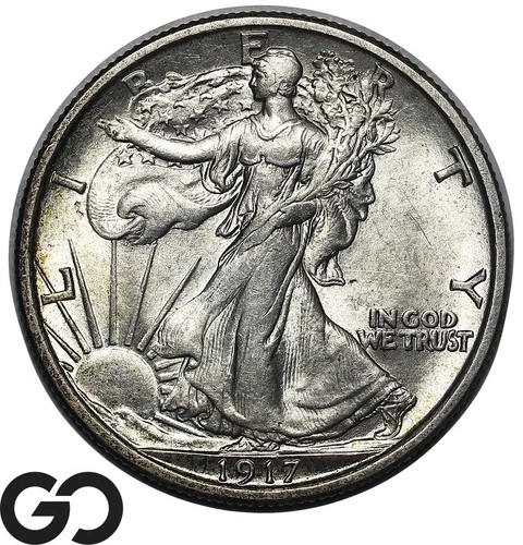 1917 Walking Liberty Half Dollar Nice Lustrous Choice BU++