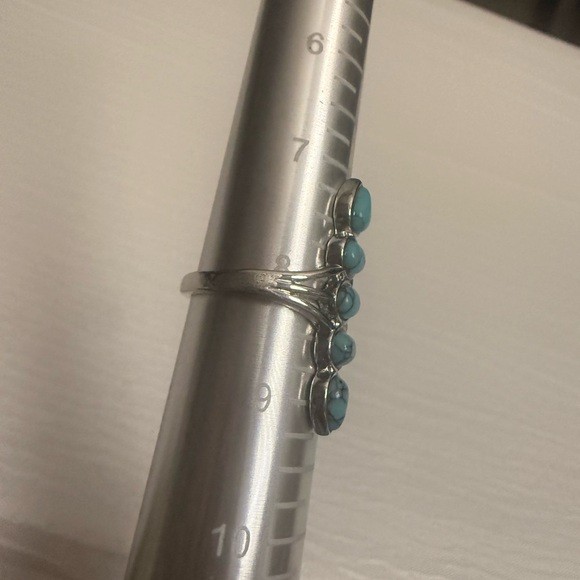 Turquoise Stone Vertical Statement Ring Silver To… - image 2