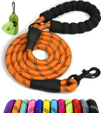 Rope Dog Leash 6 FT with Comfortable Padded Handle, Highly Reflective Threads Le