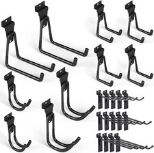 24 Pack Heavy Duty Slatwall Hooks, Black Garage Slatwall Panel Accessories Utili