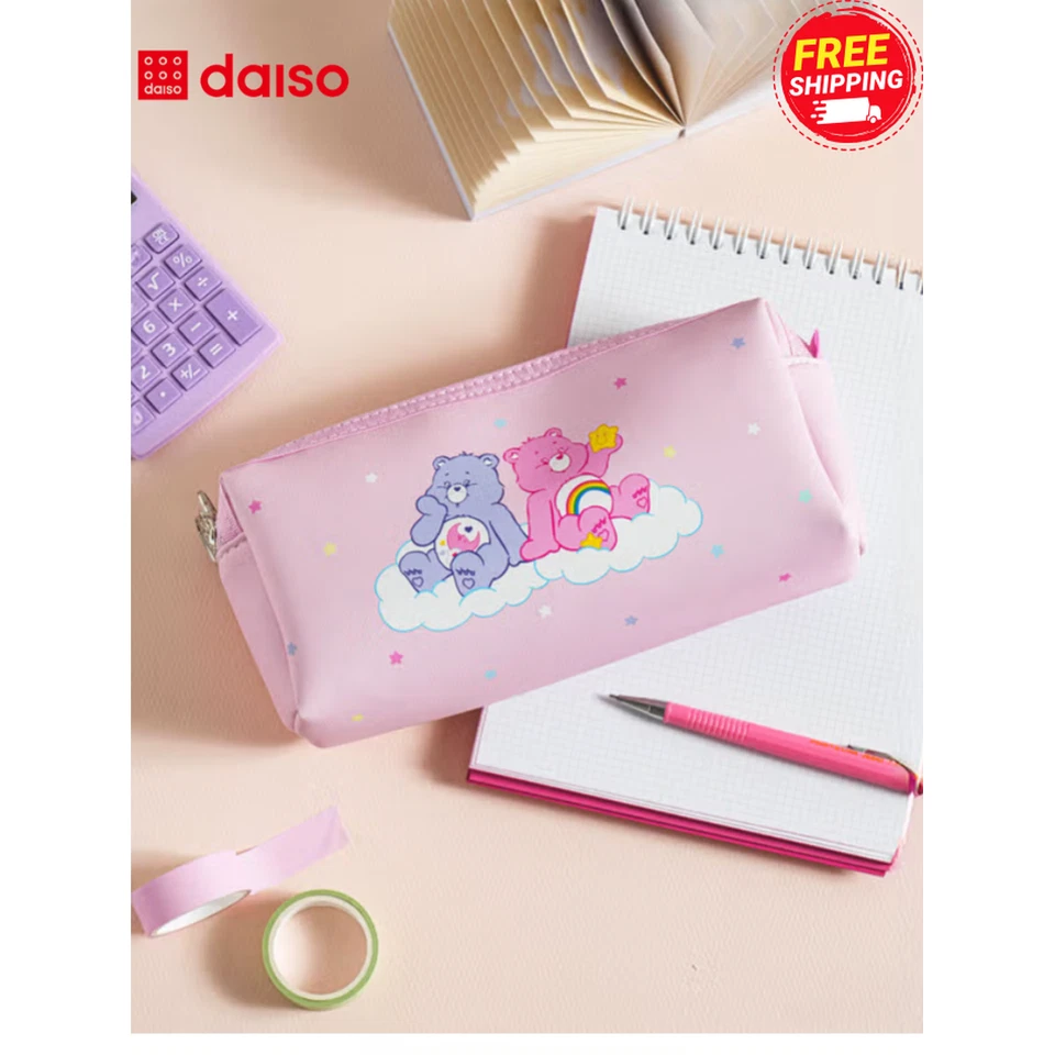 Daiso Corea Lindo kOREANO Rosa Cuidado Oso Cremallera Estuche para Lápices Bolsa de Papelería 2 Vías Foto 4 de 4