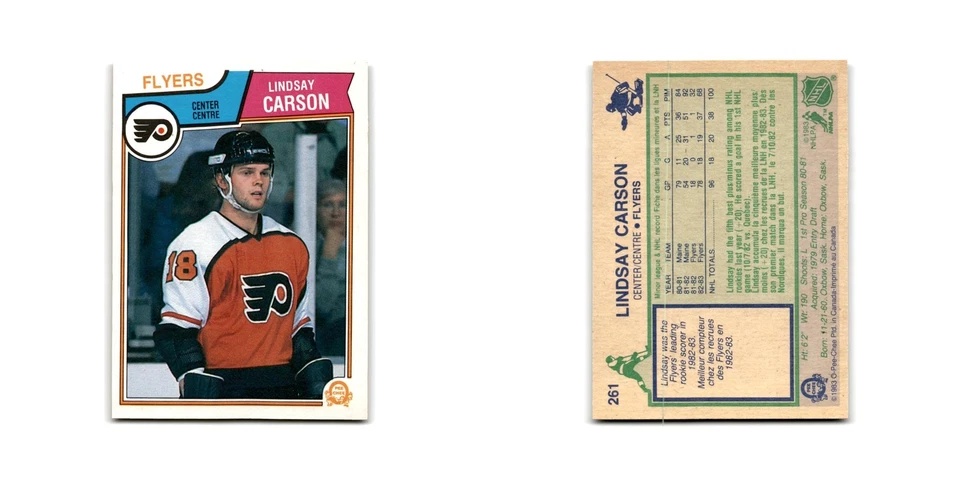 1983 O-Pee-Chee Lindsay Carson RC Philadelphia Flyers #261 - Image 3 of 3