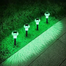 4 Pack Green LED Driveway Solar Pathway Lights Outdoor Waterproof Lights