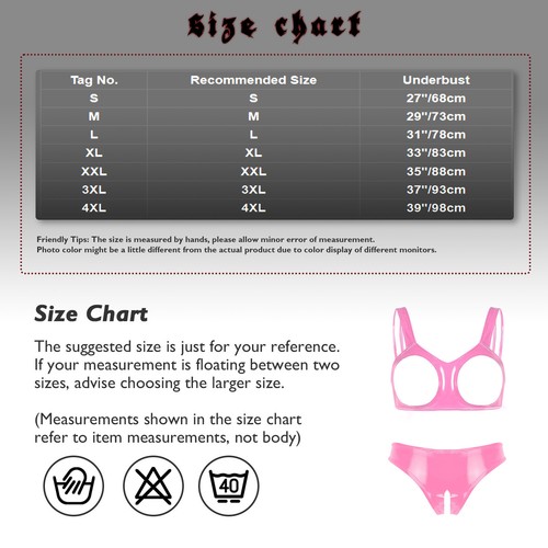 Conjunto de lencería de cuero PVC para mujer de EE. UU. sin cables sin almohadilla sujetador top con cremallera calzoncillos - Imagen 62 de 62