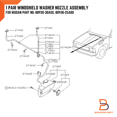 WINDSHIELD WASHER NOZZLE JET FIT NISSAN HARDBODY D21 PICKUP PULSAR